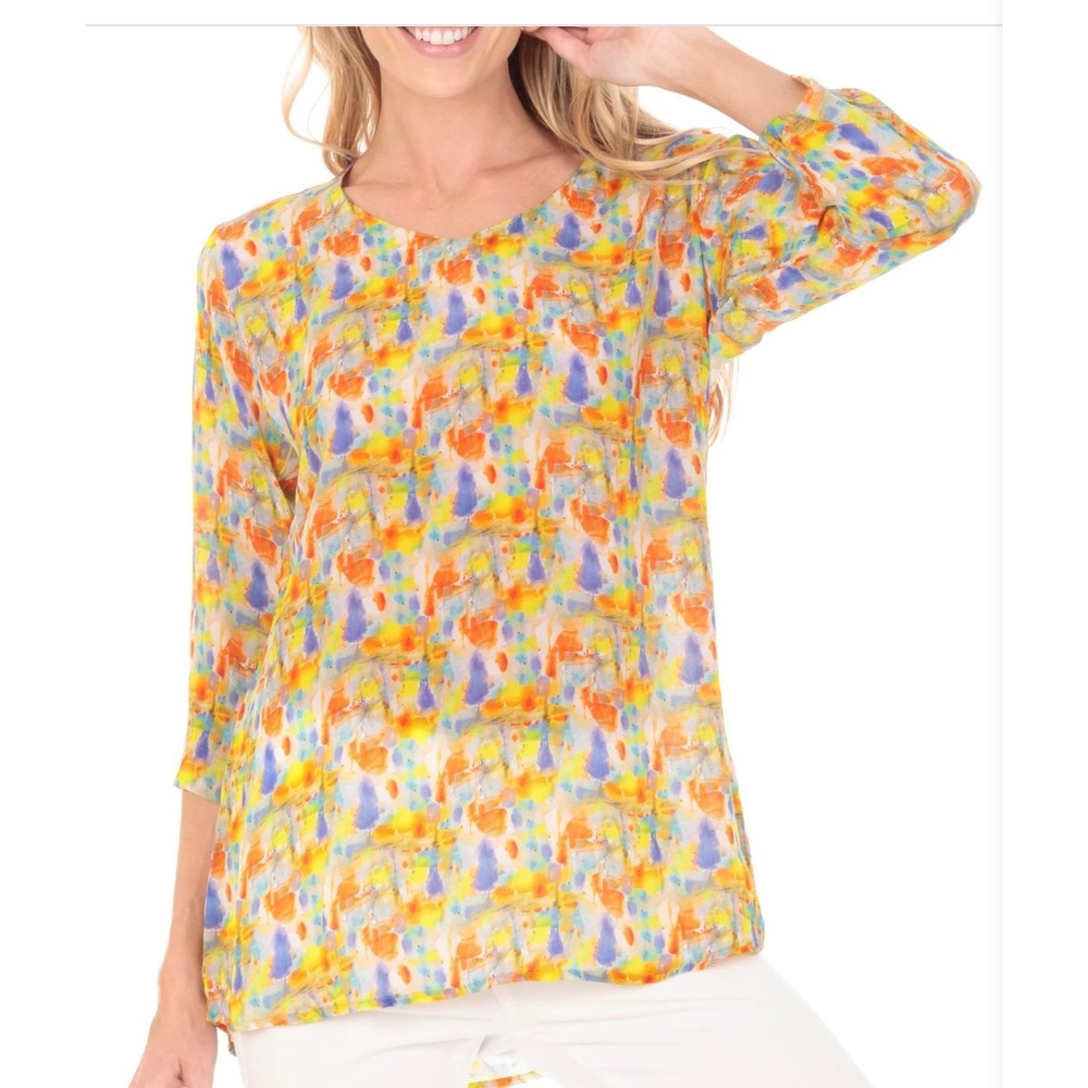 APNY Women's Multicolor Abstract Print 3/4‎ Sleeve Tunic Top Size L